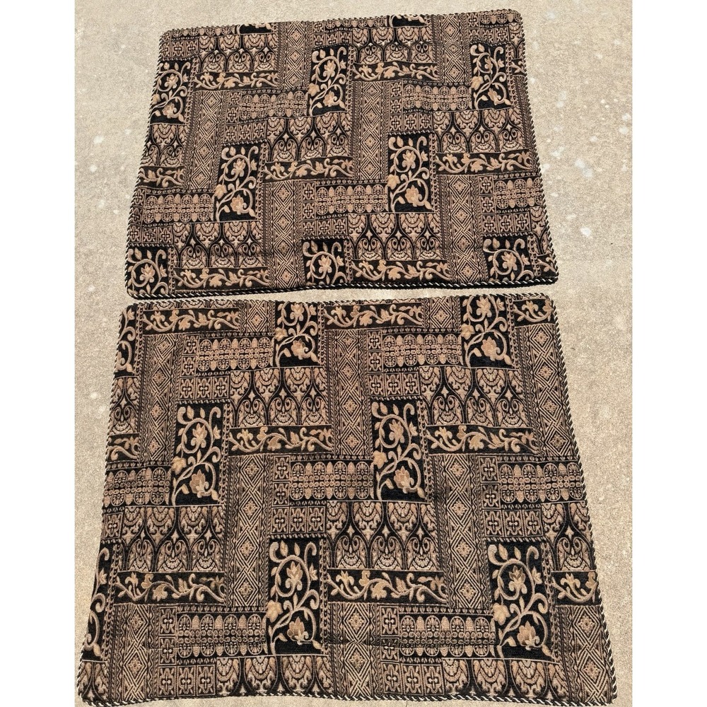 JCPenney Home Collection Pillow Shams Set 2 Tapestry Jacquard Brown Black